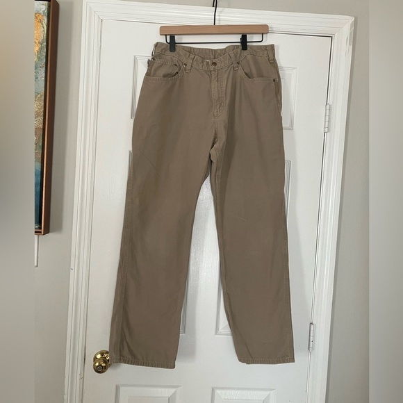Carhartt Original Fit Work Pants Double Front Straight Leg 14 32 Regular Khaki - Picture 1 of 6